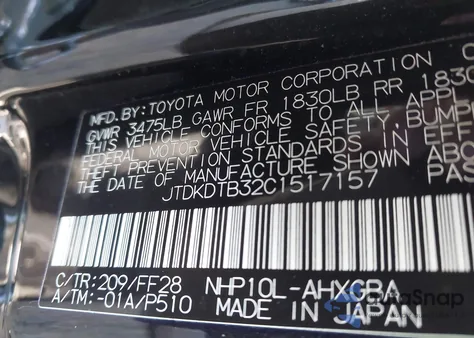 2012 Toyota Prius C Three from USA, damaged, VIN JTDKDTB32C1517157